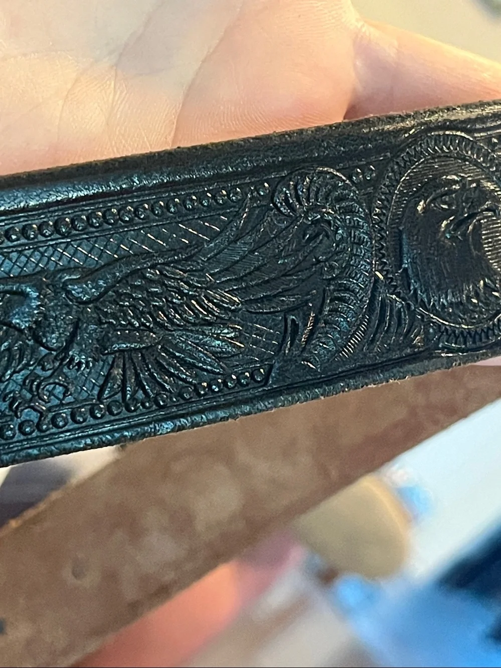 Vintage Leather Western Eagle Belt